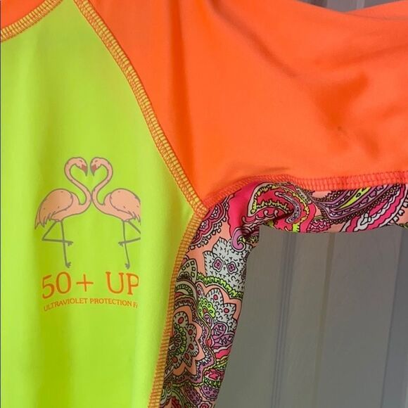 🍭6/$30 Cusma SPF 50 Flamingo Rash Guard- XL - Picture 2 of 7